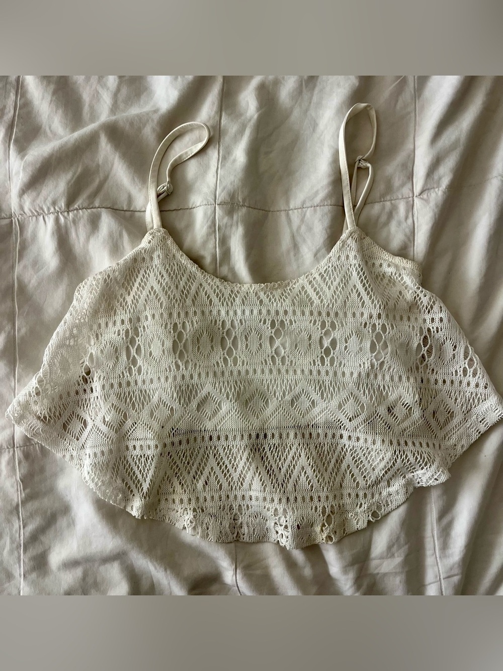 Tobi Lace Crochet Spaghetti Strap Crop Top